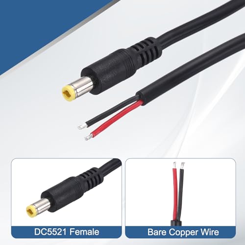 Cable de alimentación CC macho de 5,5 mm x 2,5 mm para arreglar cables dañados de PC 3