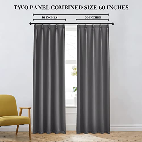 Nicetown Pinch Pleated Blackout Curtains Panels For Bedroom, Home Decoration Noise Reducing Thermal Insulated Back Tab Blackout Window Drapes 84 Inches Long For Patio (2 Panels, 30 Inches Wide, Gray) #TOP4