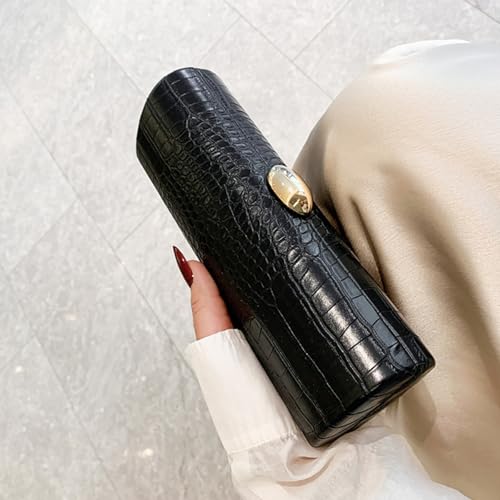 Image of Women Vegan Leather Evening Handbag Crocodile Pattern Handle Clutch Purse Cross Body Envelope Bag