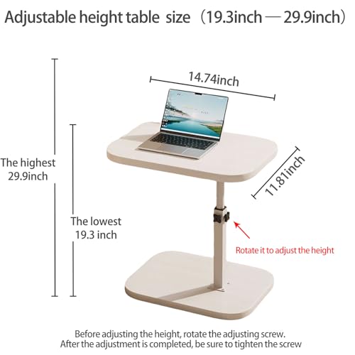 Image of Pedestal Adjustable C Shaped End Tables for Small Spaces Side Table，Desktop can Turn 360 and The Height of The Sofa Side Table can be Adjusted