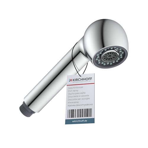 KIRCHHOFF 96219560 Ersatz-Brausekopf für Niederdruck-Küchenarmaturen, Universal-Geschirrbrause G1/2, Ersatzkopf für ausziehbare Armaturen, Ersatz-Sprühkopf, Chrom