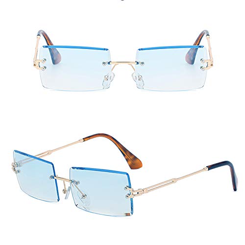 Rimless Rectangle Sunglasses for Women Square Fashion Frameless Small Vintage Buffs Glasses for Men shades2