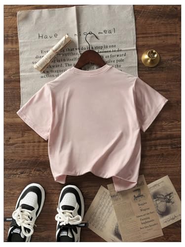 SweatyRocks Girl's Pony Letter Graphic T Shirts Cute Oversized Tees Short Sleeve Casual Top3