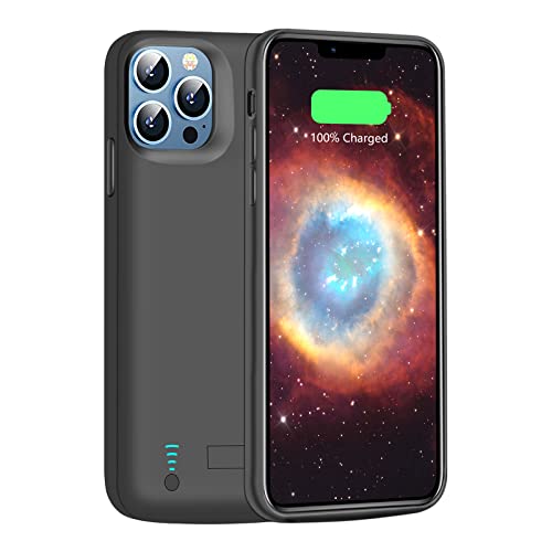 Loytal Battery Case for iPhone 12 Pro Max & iPhone 13 Pro Max, 6000mAh Rechargeable Extended Battery Charging/Charger Case, Add 100% Extra Juice, Support Wire Headphones (6.7 inch) Black