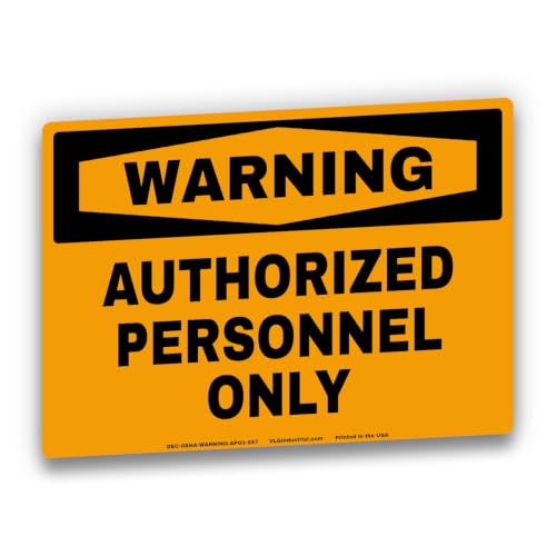 Authorized Personnel Only Warning Labels, 5-Pack, 5" x 7" OSHA Style Safety Decals, High Visibility Orange & Black, Waterproof UV Laminated Industrial Warning Signs for Restricted Areas, Facilities & Equipment