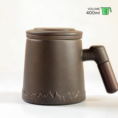 Image of Udyan Tea Infuser Mug | Ceramic Made Mug with Removable Infuser & Mesh Filter | Stylish Design with Easy Grip & Pouring (Noir Black)