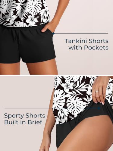 Image of Summer Mae Blouson Women's Tankini Swimsuits Tummy Control Modest 2026 Two Piece with Sporty Pockets Bathing Suits