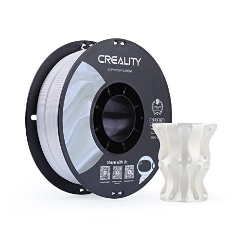 Image of Creality PLA Filament 1.75mm, Shiny and Smooth, High Gloss Silk PLA, + /-0.02mm, Silk Filament 1.75mm, 1KG /2.2lb, 3D Printer Filament for All Printers (White)