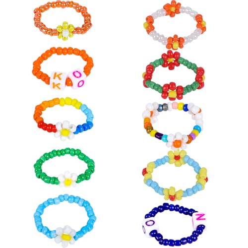 CÉLLOT Stretchy Acrylic Toe & Finger Rings, Mixed Bright Colors,10Pcs