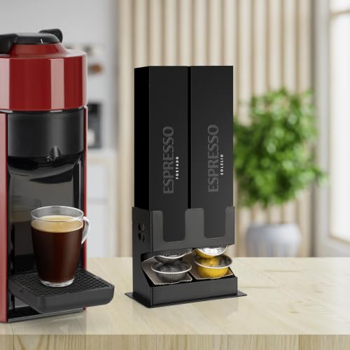 Image of RECAPS Coffee Pod Storage Holder Compatible with Nespresso Vertuo(2 Box) | Countertop Organizer Stand with Non-Slip Steel Base, Pod Dispenser,Dispenses 2 Coffee Flavors (20 Vertuo Capsules)