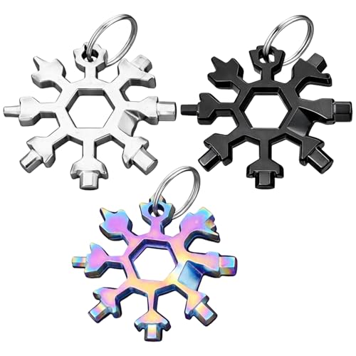 ZCFLCK 3PCS 18-in-1 Snowflake Multi Tool Mechanical Tools for Men Zinc Alloy Snow Tools for Bottle Opener Outdoor Camping Daily (black)