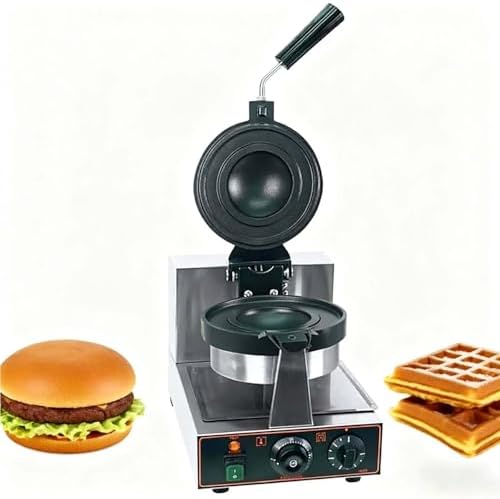Commercial Electric Panini Press & Hamburger Waffle Maker, Double Head Ice Cream Sandwich Machine with Adjustable Temperature, UFO Burger Sealer for Home & Business Use