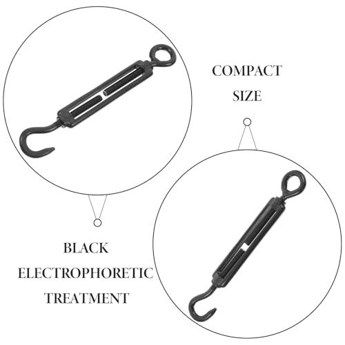 5 piezas Tensor para cables de acero inoxidable 304 con gancho y ojo negro M5, ajustable para uso industrial y exterior miniatura 7