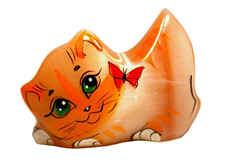 MyHomeLux Selenit - Figura de Gato (4 cm, Hecha a Mano), Color Naranja Cover