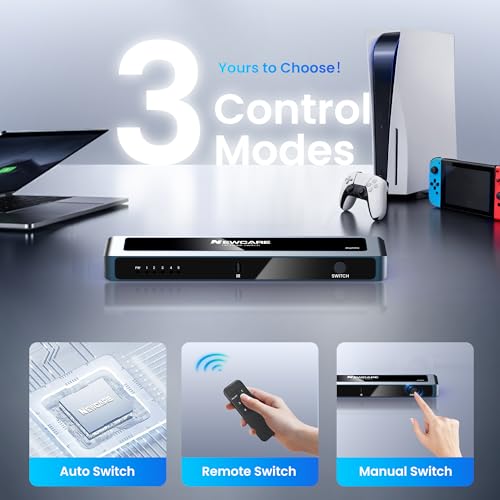 Image of NEWCARE HDMI Switch, Aluminum HDMI Switcher Selector with Remote-5x1 4k@60Hz with Remote