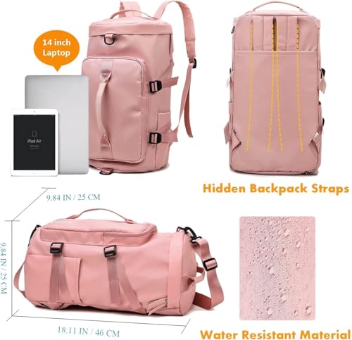 Image of Women Large Capacity Folding Travel Tote Bag|Waterproof Oxford Fabric Duffel Bag |Lightweight Foldable Expandable |Carry On Bag|Dry and Wet Storage |Travel Organizer| Portable Luggage Bag(multy color)