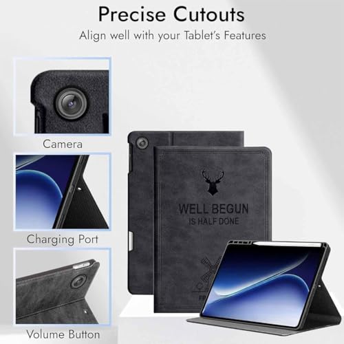 Image of ProElite Case Cover for Oppo Pad 5 12.1 inch Case, Deer Flip case Cover for Oppo Pad 5 12.1 inch Case with Pen Holder [Auto Sleep Wake Feature], Grey