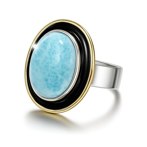 Bague Larimar naturel argent résistant anti-ternissement chic