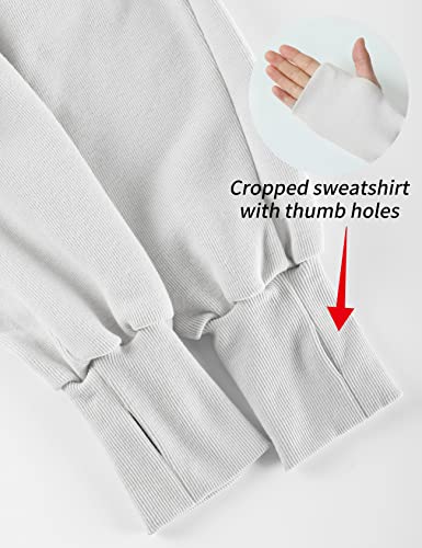 Arssm Women’s Casual Long Sleeve Workout Crop Tops Full-Zip Hoodies Sweatshirts(White-M) #TOP2