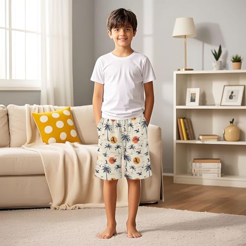 Sunset Palm Trees Short Pajama Pants Bottoms Soft Sleepwear with Pockets 5