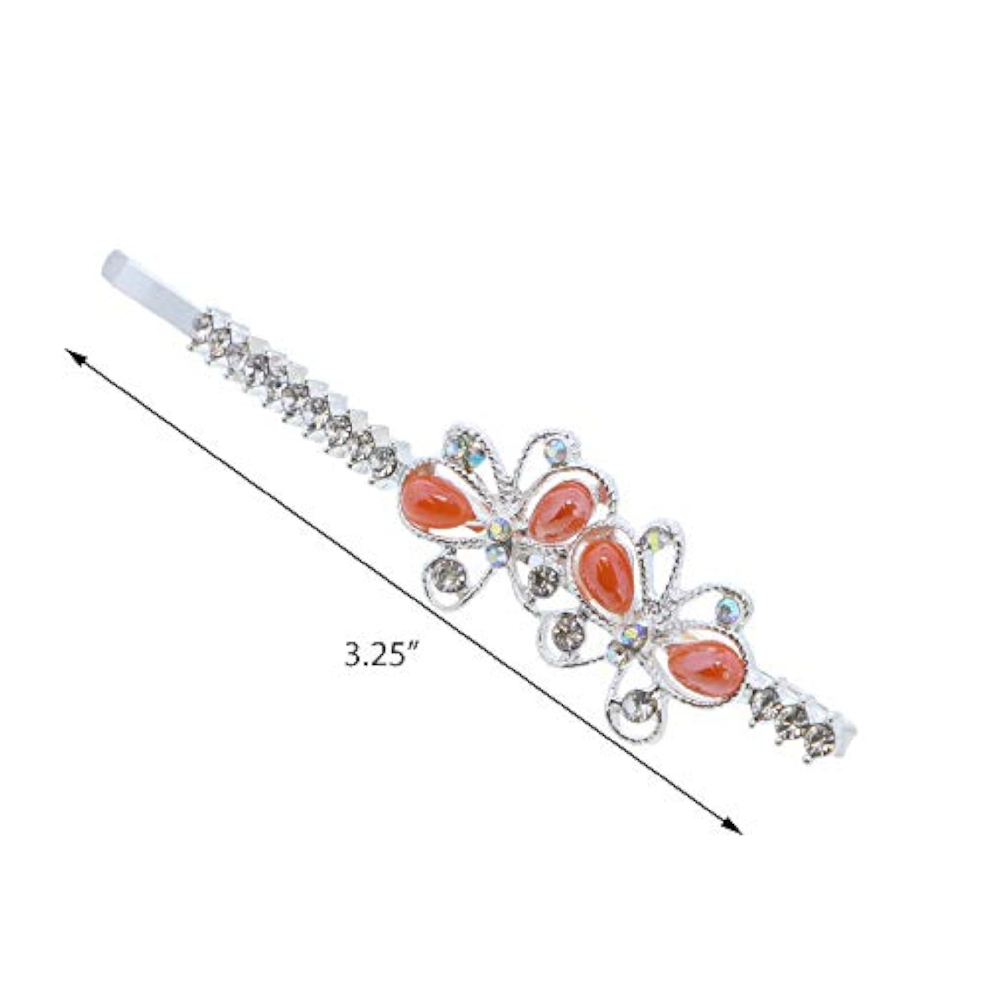 Rhinestone Bobby Pin Set with Butterfly Design