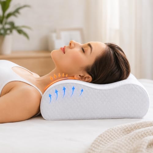 Image of Memory Foam Cervical Neck Pillow | 3 Years Warranty | Pain Relief Sleep, Improves Posture Spinal Alignment, Neck Pain Relief (Queen Size)