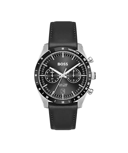 Reloj analógico multifunción de Cuarzo Boss para Hombre de la colección TOURMASTER con Correa de Piel Negra - 1514284