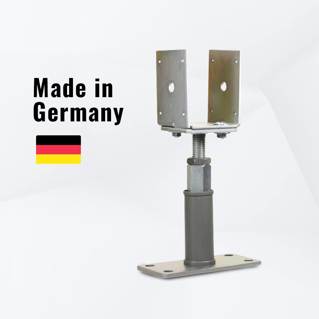 BB STANZ Pfostenträger Bodenplatte 160 x 80 x 6 mm (2 Stück) Stützfuß Bodenfuß Betonfuß höhenverstellbar verstellbar mit Lasche Trägerplatte 80 x 80 x 6 mm
