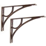 A Pair of Jones & Grey Antique Brass Effect Vintage Industrial Arch Style Cast Iron Metal Shelf Brackets