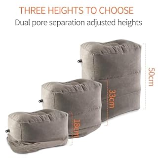 VELLUSTRA Poggiapiedi Gonfiabile da Viaggio, 3 Strati Cuscino per Poggiapiedi da Viaggio, Cuscini Regolabili in Altezza, Portatile per Gambe Poggiagambe Cuscino, per Aereo, Ufficio, Casa