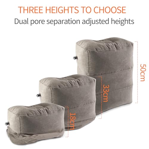 VELLUSTRA Viajes Inflable Reposapiés, Almohada de Viaje Inflable, Descanso para Las Piernas CojíN, Altura Ajustable para Aviones, para Automóviles, Trenes, Oficinas, Dormir en Vuelos - imagen 3