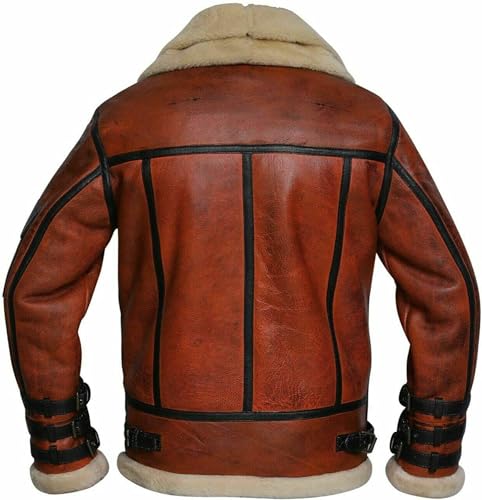 Luxurious Brown shearling jacket sheepskin leather For Men2