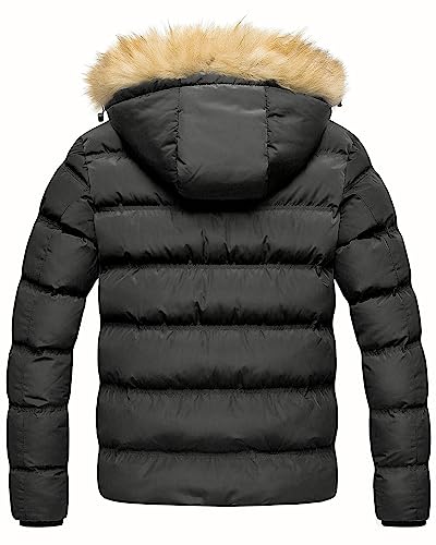 Image of Pursky Men's Puffer Jacket Waterproof Winter Bubble Coats Ski Parka Fur Hooded