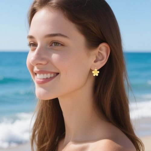 Small Dangle Earrings for Women - Vintage Flower Design, 14k Gold Plated Hypoallergenic Lever-back Earrings, Silver & Gold Color, Lightweight & Dainty Jewelry4