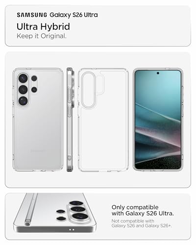 Image of Spigen Ultra Hybrid | Samsung Galaxy S26 Ultra Case [Transparent] [Air Cushion Protection] Galaxy S26 Ultra Back Cover | TPU+PC - Crystal Clear