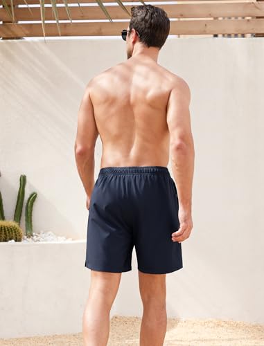SILKWORLD Mens Swim Trunks with Compression Quick Dry Bathing Suit 6" Swimming Shorts Stretch with Zipper Pockets3