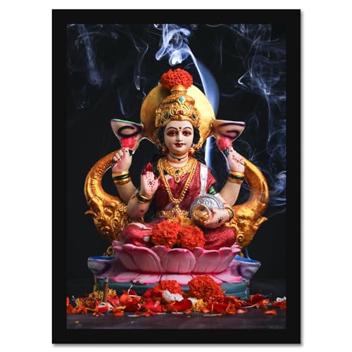 Image of DecorTwist Vastu Printed Posters Frame for Wall Decoration Lord Lakshmi Mata Photo Framed Painting Wall Frame Vastu Remedy Living Room Pooja Room Decorative Gift for Home Decor