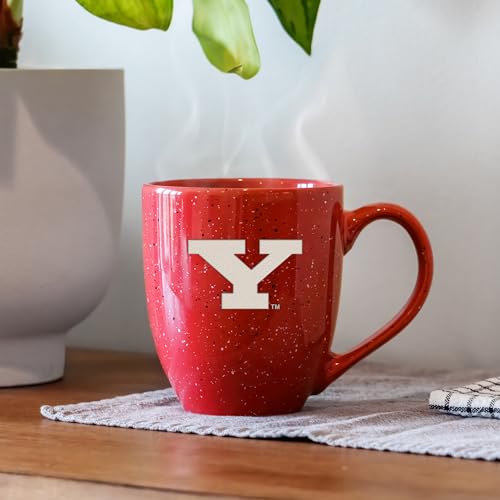 Image of Rico Industries NCAA Youngstown Penguins Red Personalized 16 oz Team Color Laser Engraved Speckled Ceramic Coffee Mug