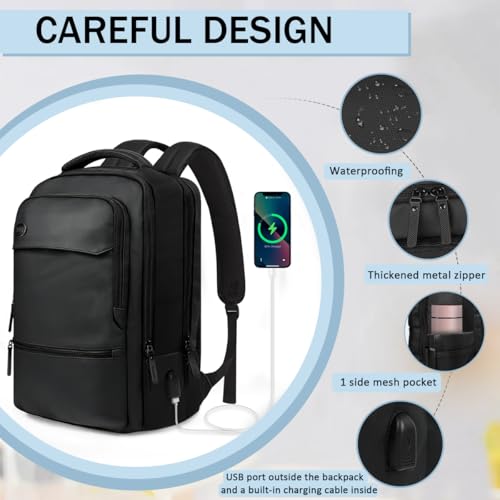 Carry on Backpack for Man Women,Extra Large Travel Bussiness Waterproof Backpack,BLACK,005912