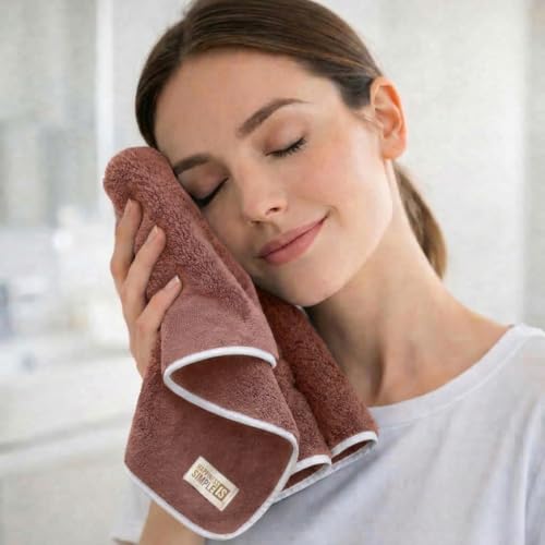 Image of LINEAR Microfiber Hand Towels /Small Size Towel /Face Towel /Towel for Men, Women & Babies /Ultra Soft, Absorbent & Quick Dry Towels for Gym, Travel 500 GSM (Brown-2)