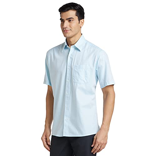 Image of Colorplus Men's Pure Cotton Solid Pattern Classic Fit Spread Collar Half Sleeve Casual Shirt