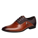 Gaorui Męskie sznurowane buty biznesowe miękkie buty rekreacyjne biuro formalne buty czarne buty, - Brązowy - 37.5 EU