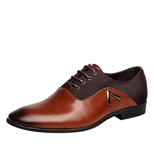 Gaorui Męskie sznurowane buty biznesowe miękkie buty rekreacyjne biuro formalne buty czarne buty, - Brązowy - 37.5 EU