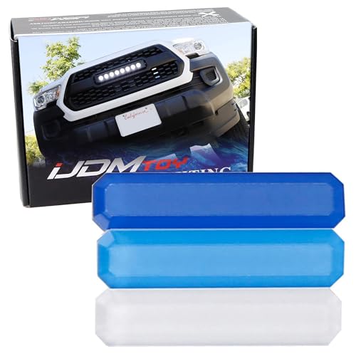 iJDMTOY White/Blue/Navy Retro Style 3-Color Stripe Grille Badge Sticker Compatible with 2016-23 Toyota Tacoma w/TRD-Pro Grille