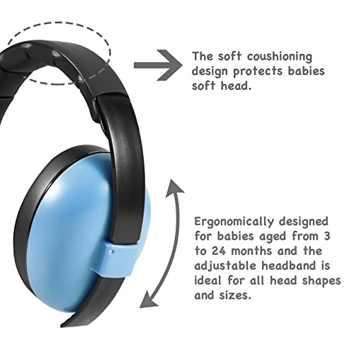 Pandaear Baby Ear Protection Noise Cancelling Headphones Ages 0-3 Years | Infant Hearing Protection Earmuffs -Blue thumb #4