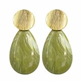 Pendiente Lagrima plana (verde oliva)