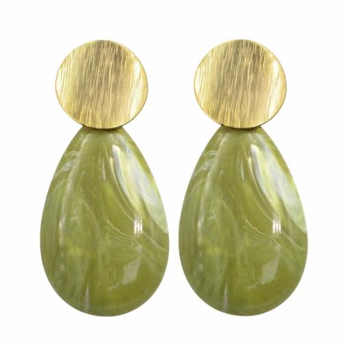 Pendiente Lagrima plana (verde oliva)