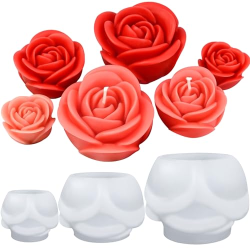 Moule à Bougie En Silicone En Forme De Fleur De Rose - 3D DIY - Moule En Silicone Pour Bougies Parfumées - Décoration De Saint-Valentin