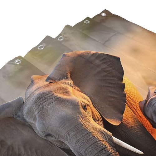 Rideau de douche éléphant en tissu lavable 183x183 cm - 4