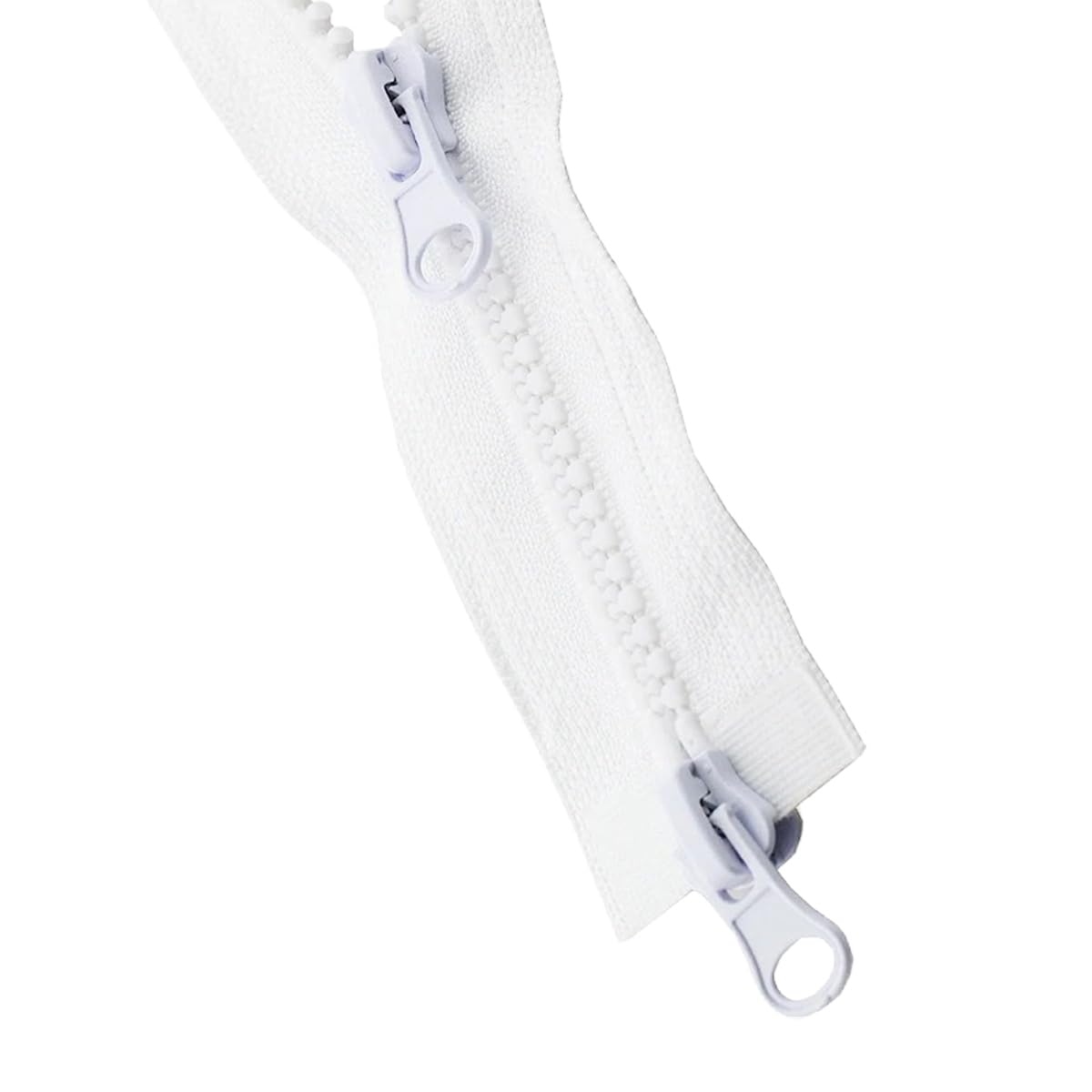 Cozylkx Double Slider Zippers #5 120cm Two-Way Open End Zips Long Resin Zippers for Sewing Crafts Garment Accessories (White)
